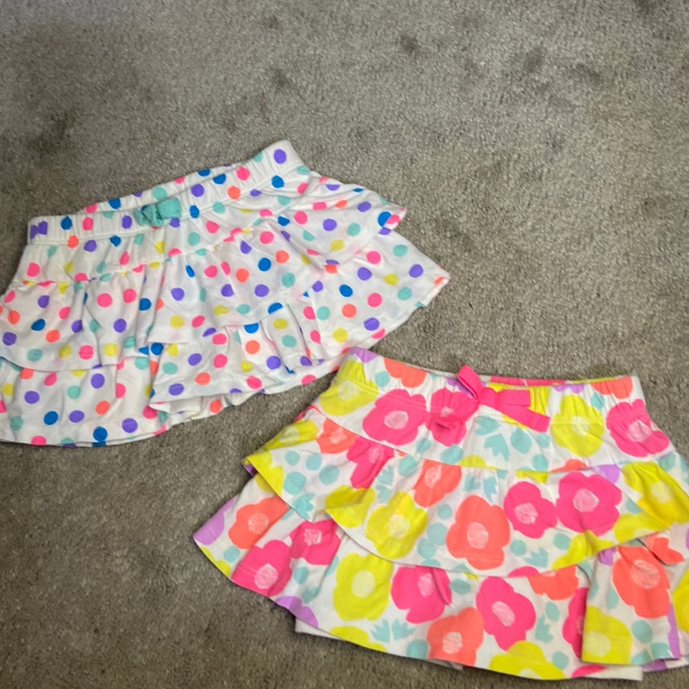 2 Infant Girl Size 12 Months Frilly Colorful Skirts / Skorts